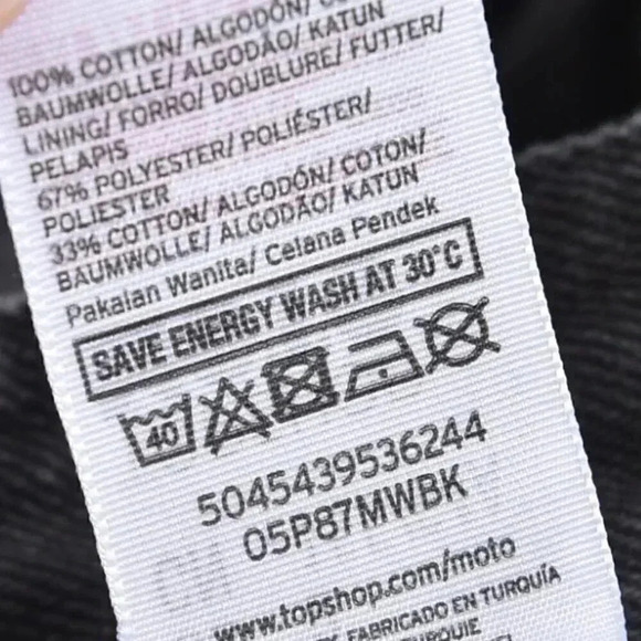 Topshop  Moto Denim Jean Shortalls Overalls Black Size 2 - Picture 12 of 12